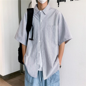 细条纹衬衫男短袖韩版潮流文艺2023夏季新款ins宽松外套CY317-P29图片