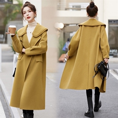 娃娃领双面羊毛大衣女2025春秋爆款高级感洋气流行长款羊毛呢外套，女装双面呢大衣，辉煌依升