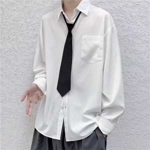 长袖衬衣外套男女潮牌上衣ins港风休闲春秋季衬衫C6121-p32配领带图片