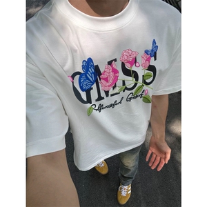 网图有货 蝴蝶花园原创刺绣短袖t恤衫男女潮宽松上衣 A328-P35图片