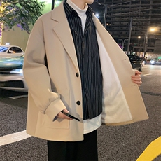 韩系短款加绒加厚毛呢大衣风衣外套504-F12-P75（加绒P95控128），男装毛呢大衣，星座504