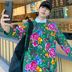 W2情侣大码衬衫领假两件卫衣外套学生班服团队新中式表演出汉服潮，男装衬衫，星座115A(原星座507）