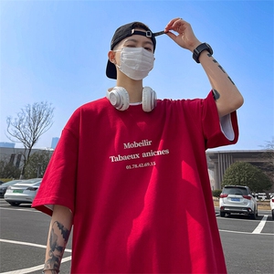 抖音得物二开 现货 220克夏装重磅美式高街宽松短袖t恤 MT173图片