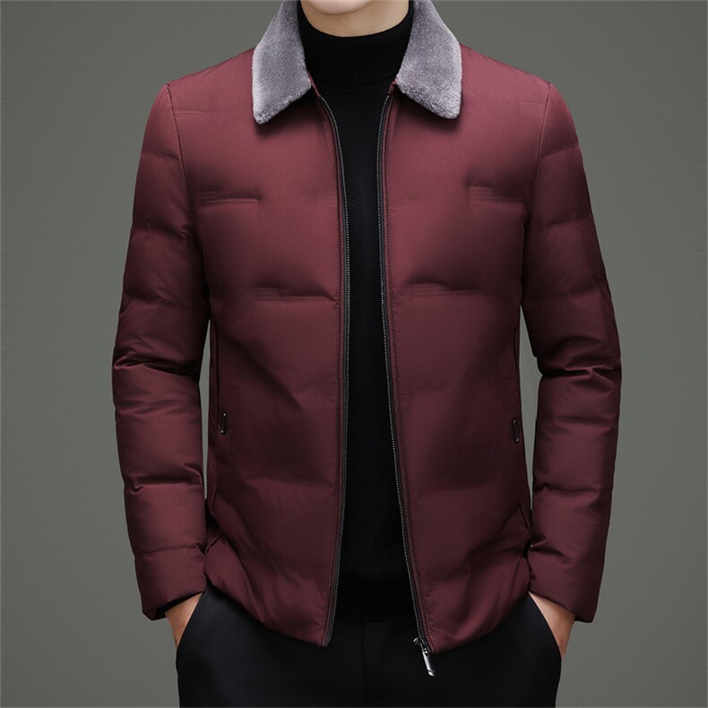 2025现货冬季新款男羊毛领羽绒服外套90白鸭绒休闲羽绒外套,男装羽绒服,钱塘723
