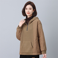 时尚拼接连帽加厚棉衣女冬季新款宽松显瘦保暖外套，女装棉衣/棉服，叶笙衣