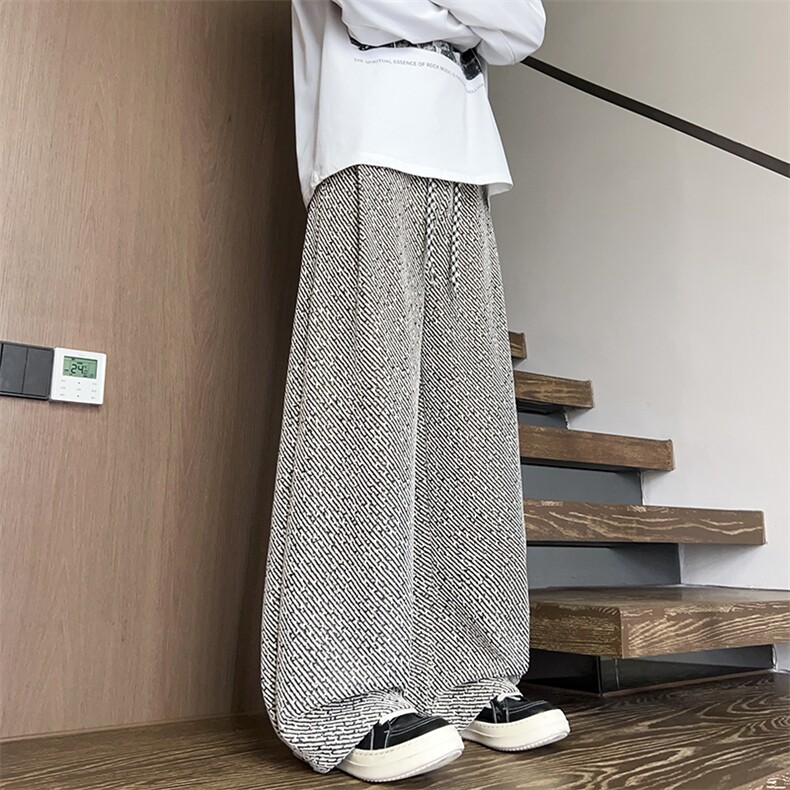 复古休闲裤男生秋季小香风设计直筒弯刀裤cleanfit宽松显瘦阔腿裤图片