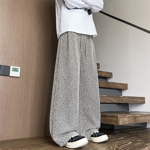 复古休闲裤男生秋季小香风设计直筒弯刀裤cleanfit宽松显瘦阔腿裤图片