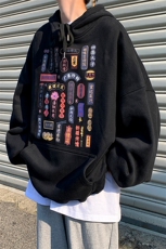 港风模特日系大码创意印花男卫衣男1连帽女1WY100P45控58，男装卫衣，电商A089-1