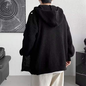 连帽开衫毛衣男士秋冬款2024新款潮牌慵懒风美式复古针织外套线衣图片
