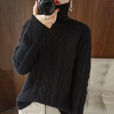 2025年秋季时尚百搭通勤简约休闲高领，女装针织衫/毛衣，忠诺羊绒