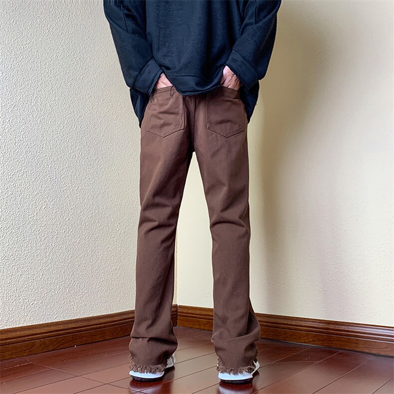 B221美式ins高街小众百搭休闲毛边微喇牛仔裤LK23004-P55控78,男装牛仔裤,电商B221