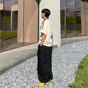 24夏季拼接短袖男女运动美式高街纯棉休闲上衣T恤-T2901特P35现货图片
