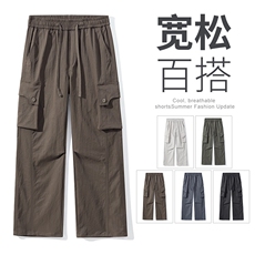 【现货】美式户外工装裤冲锋裤松紧腰宽松阔腿裤休闲裤8015-P46，男装工装外套，星座1006