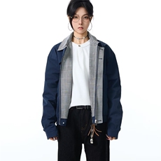 日系复古初春外套女春秋款韩版短款夹克开春休闲穿搭立领撞色上衣，男装夹克，星座1210-1