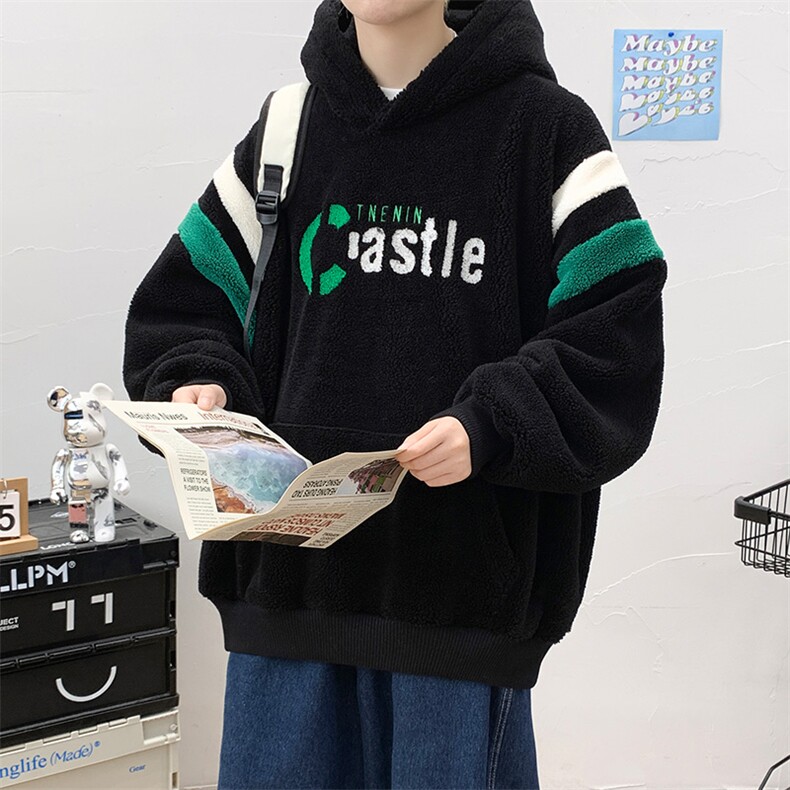 秋冬港风加绒加厚时尚羊羔绒卫衣男女羊羔毛外套973-P90控价118,男装卫衣,电商A441-1