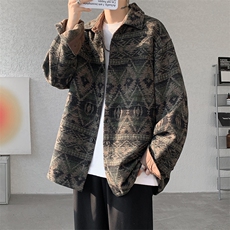 8XL-M复古大码民族风衬衫男款秋冬季加厚粗呢藏式外套CS29001P68，男装衬衫，电商B312