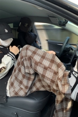 8XL-M特大码加厚毛呢料格子休闲裤宽松直筒长裤子男裤毛呢裤K946，男装休闲裤，电商D206-1
