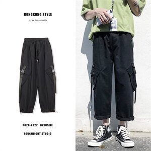 2021春夏装新品休闲九分裤 中性暗黑工装休闲裤H501-P30图片
