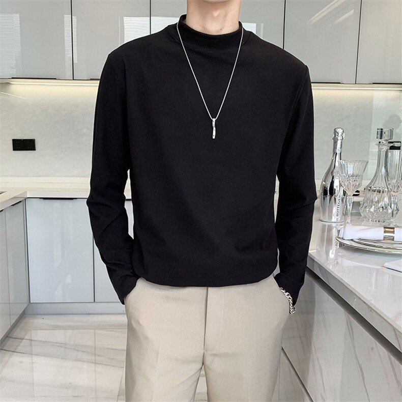 盗图半高领双面绒套头针织内搭德绒打底衫M22/P20特控45,男装T恤,电商A243