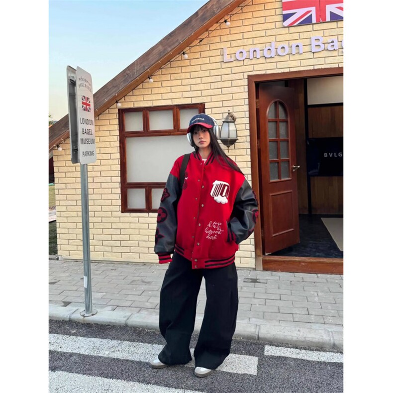 美式复古棒球服外套女2025春秋新款设计感小众休闲刺绣宽松夹克潮,男装夹克,星座506A