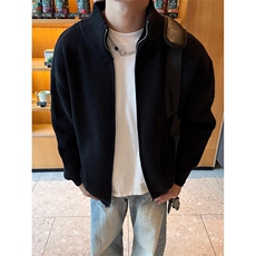 重磅秋冬北极绒双拉链毛衣开衫美式复古休闲慵懒风宽松针织衫外套，男装针织衫/毛衣，电商A486