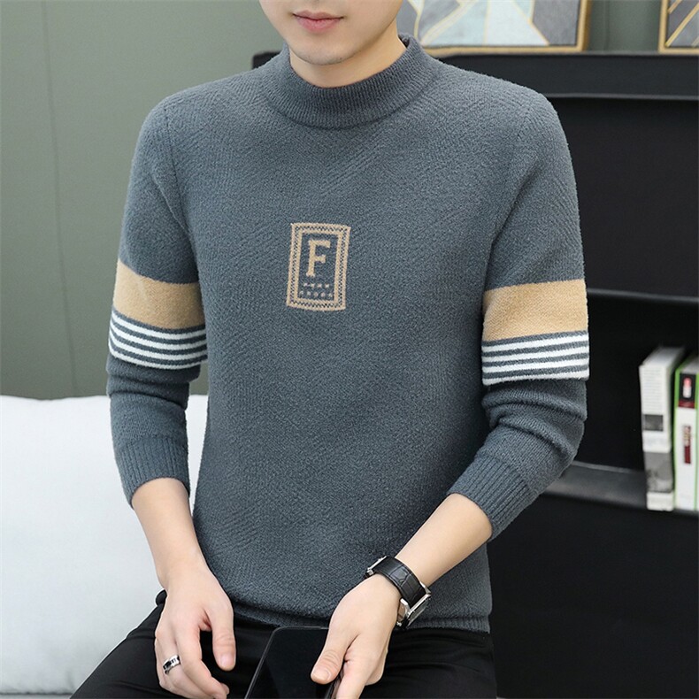 M8630-P45 冬季仿貂绒加厚保暖针织毛衣图片