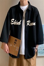 1港风发泡印花七分袖大码M-5XL中性情侣潮衬衫男QCS7010P45控69，男装衬衫，星座226-2