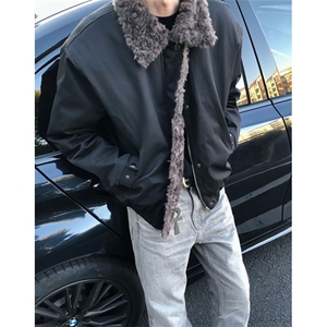 冬cleanfit短款棉服狼毛哈灵顿棉服环保毛领夹克外套 MS5047图片