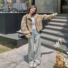 甜美设计感卡其色工装风外套女秋季2025新款甜美减龄显瘦短款夹克，女装短外套，浙宝189