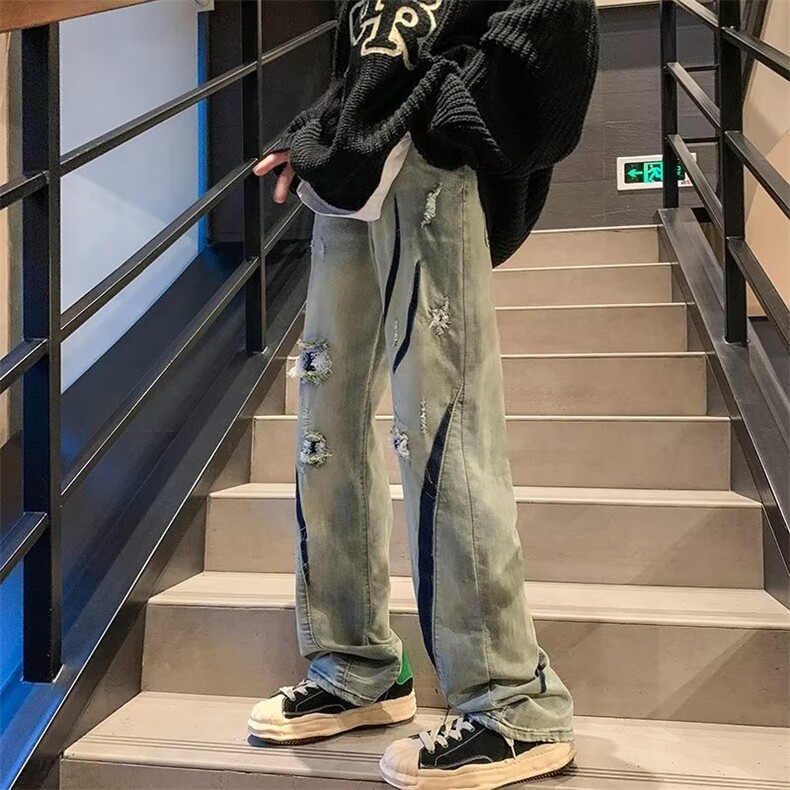 牛仔裤男春季潮大码休闲裤子高街G3089P43,男装牛仔裤,星座1116-2