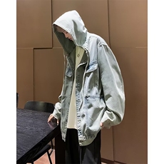 牛仔外套男士韩版潮流连帽高街帅气2024秋冬新款ins外套W5892-P65，男装工装外套，星座412-2