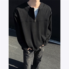 假两件高级感拉链领T恤cityboy设计感长袖卫衣外套男装P38，男装T恤，电商C306-1