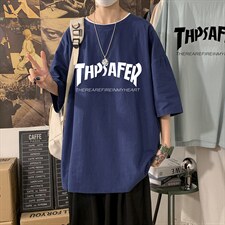 YT26007-P30亚短袖t恤男大码五分袖男宽松七分袖海报风，男装T恤，电商A040