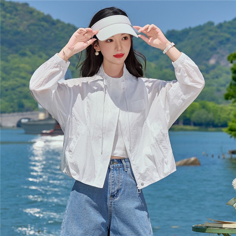 薄款防晒衣女2026新款夏季休闲宽松立领小个子轻薄透气上衣,女装防晒衣,梦懿尔