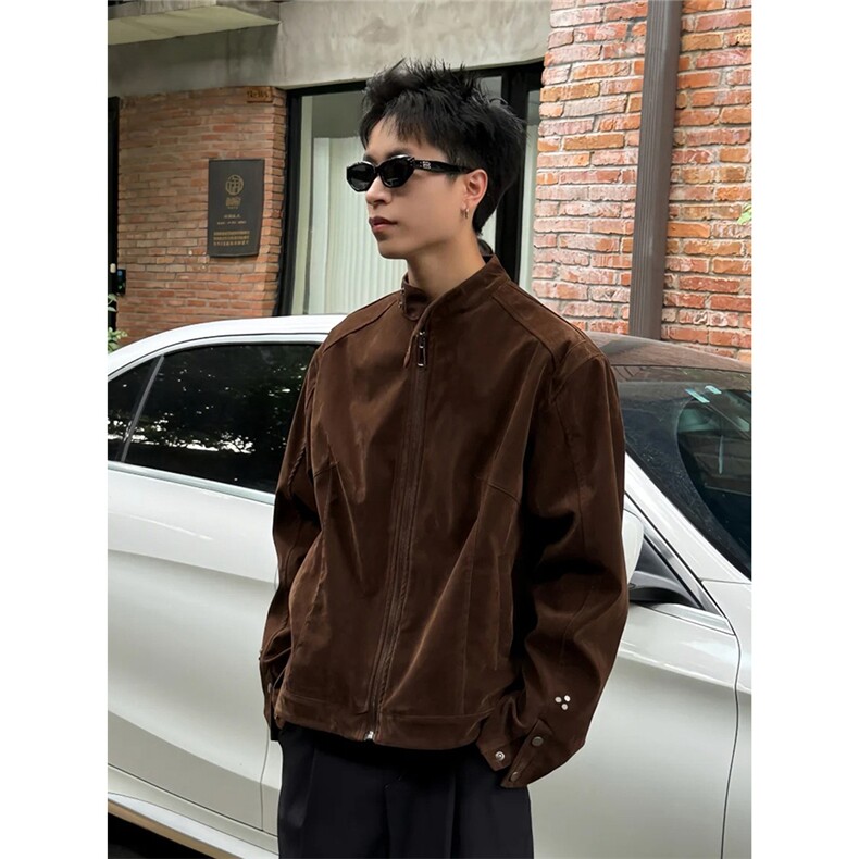 网图短款麂皮绒夹克秋季时尚外套1209-1-JK23-P68，男装夹克，星座1209-1