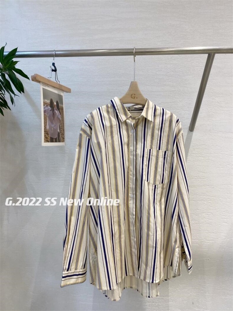 新款条纹衬衫均码4色，女装衬衫，G