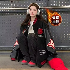 1506-1/J57831/P69徽章拼接撞色棒球服外套男女秋冬潮牌美式，女装短外套，星座1506-1
