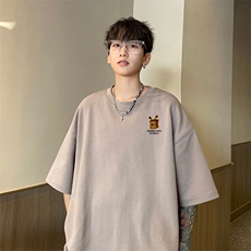 美式复古250g重磅纯棉短袖t恤男款夏季潮牌oversize宽松简约半袖，男装T恤，电商B367