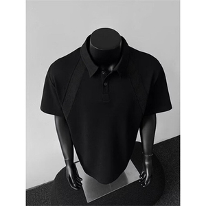 夏季正肩翻领polo短袖上衣男款潮流简约宽松百搭半袖t恤PL22 P35图片