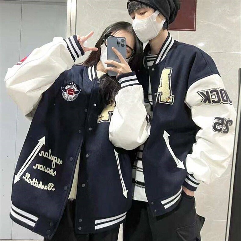 【有货】DM05-P58美式复古高街棒球服男女ins潮新款情侣外套夹克,男装夹克,星座603-2