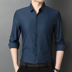 E981钱塘2020-2秋冬高品质男士无痕精品条纹衬衫P100主推图片