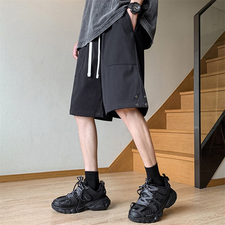 夏季新款冰丝垂感短裤港风休闲裤男免烫宽松凉感K23216-P35,男装休闲裤,星座717