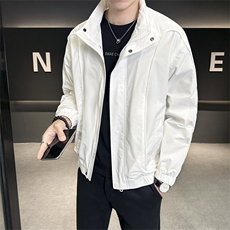 2025春季新款男士外套立领帅气工装青年夹克百搭时尚潮流上衣，男装夹克，电商A225