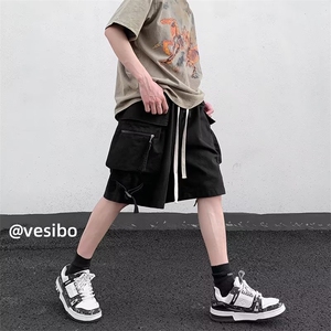慵懒宽松型百搭日系休闲裤夏季时尚潮牌青春流行五分裤工装裤男潮图片