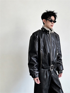 已安排 脊煞重磅铺重磅座山雕加厚保暖连帽金属外套mj1114-p198图片