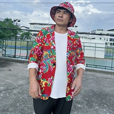 XZ01秋文艺男大码宽松西服东北大花潮牌开衫男女风民族特色，男装西服，星座115A(原星座507）