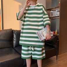 新款夏季短袖T恤短裤套装港风青少年宽松潮流男装TZ5909P55，男装休闲套装，电商A086