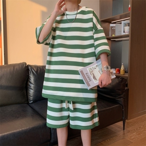 新款夏季短袖T恤短裤套装港风青少年宽松潮流男装TZ5909P55图片
