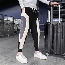 秋冬季新款灯芯绒裤子男社会小伙潮牌个性休闲裤韩版拼色哈伦裤，男装休闲裤，电商A327