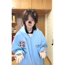 【有货】WY902CC-特P55美式刺绣小猫魔术贴连帽开衫卫衣，男装卫衣，星座1007（原301D）